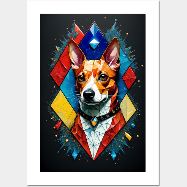 Basenji Close-Up in Triple Primary Colors Wall Art by AlexBRD